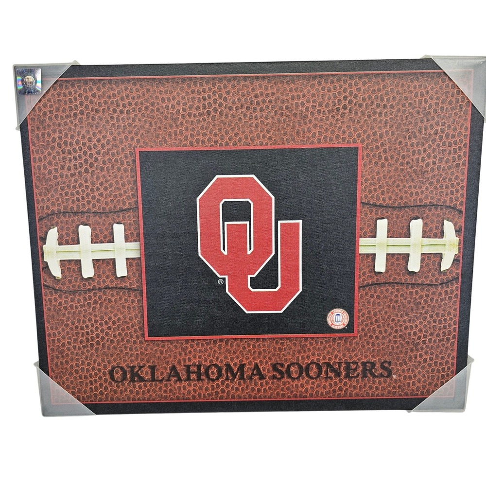 Artissimo Oklahoma Sooners Wall Art NCAA OS Crimson NEW Football‎ Canvas Decor